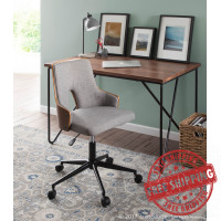 Lumisource OC-STLA WL+GY Stella Mid-Century Modern Office Chair in Walnut Wood and Grey Fabric 